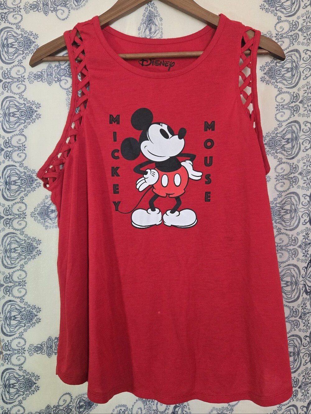 4/$15 Disney Mickey Mouse Red Graphic Tank Top 3XL Lace-Up Sides